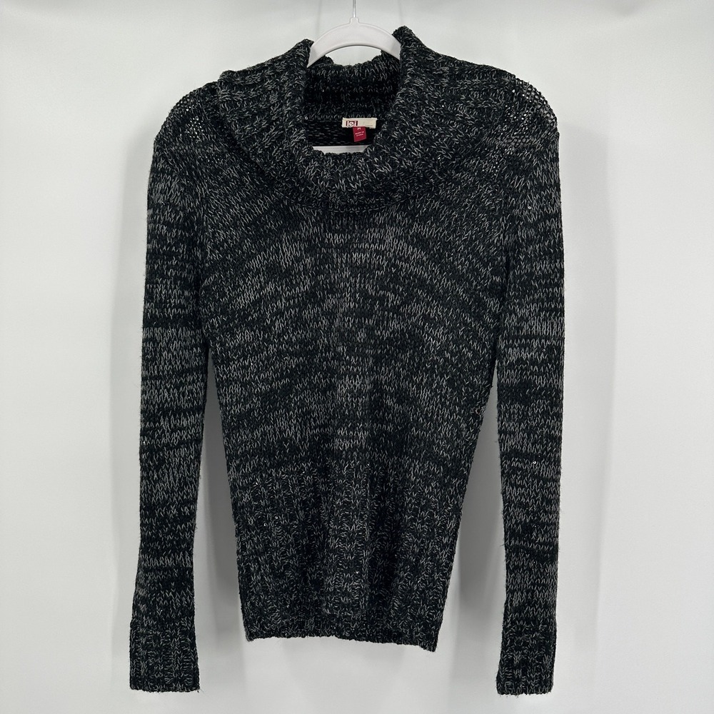 LEI Womens Y2K Grunge Sweater Size M‎ Cowl Neck Dark Academia Marled Festival